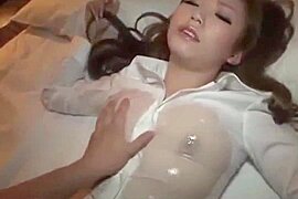 Hot Office Lady In Shirt Getting Her Tits Rubbed Massaged With Oil Pussy Fingered On The Bed In The Hotel Room - free porn video