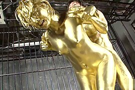 Japanese teen in gold paint gets fucked (18+) - free porn video