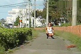 Aya walking around with ripped up skirt near road - free porn video