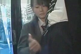 Asian schoolgirl Gives Handjob On Bus (18+) - free porn video