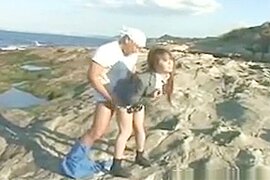 girl played with friend but fucked by workman on the beach - free porn video