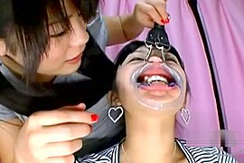 Asian Girl Gag In Mouth Getting Her Teeths Licked Nose Tortured With Hooks - free porn video