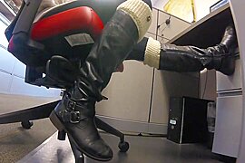 Office Candid Boot Shoeplay - free porn video