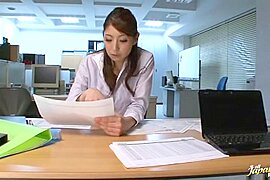 Office lady Hina Akiyoshi on her knees sucking cock and fucking hard - free porn video