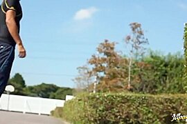 Hot ass Japanese woman oudoors MMF action - free porn video