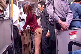 Japanese whore sucks dick in a public bus - free porn video