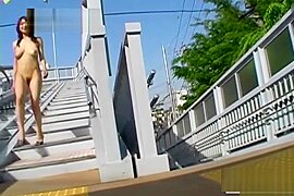 Subtitled busty Japanese public nudist goes for a walk - free porn video