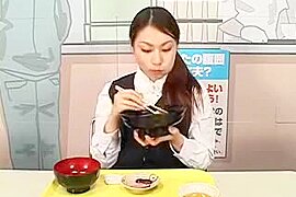 Asian gal is eating noodles with a dick in her face while d - free porn video