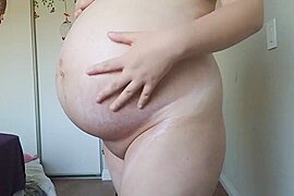 Lots of Lotion Japanese teen MILF Very Pregnant Big Belly (18+) - free porn video