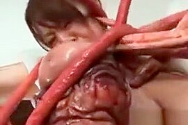 Naked asian sex slave wrapped in big tentacles - free porn video