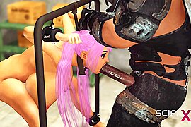 A hot japanise college girl in cuffs has a crazy sex in sci-fi military bunker - free porn video