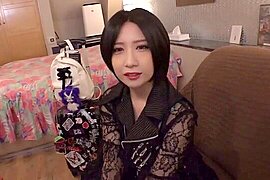 純粋美女が網タイツ姿でオナニーして勃起チンポを見て照れる - free porn video